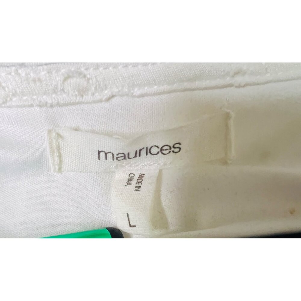 Maurices White Eyelet Ruffle Sleeve Dress L Lined Summer Casual V-Neckline - Picture 3 of 5